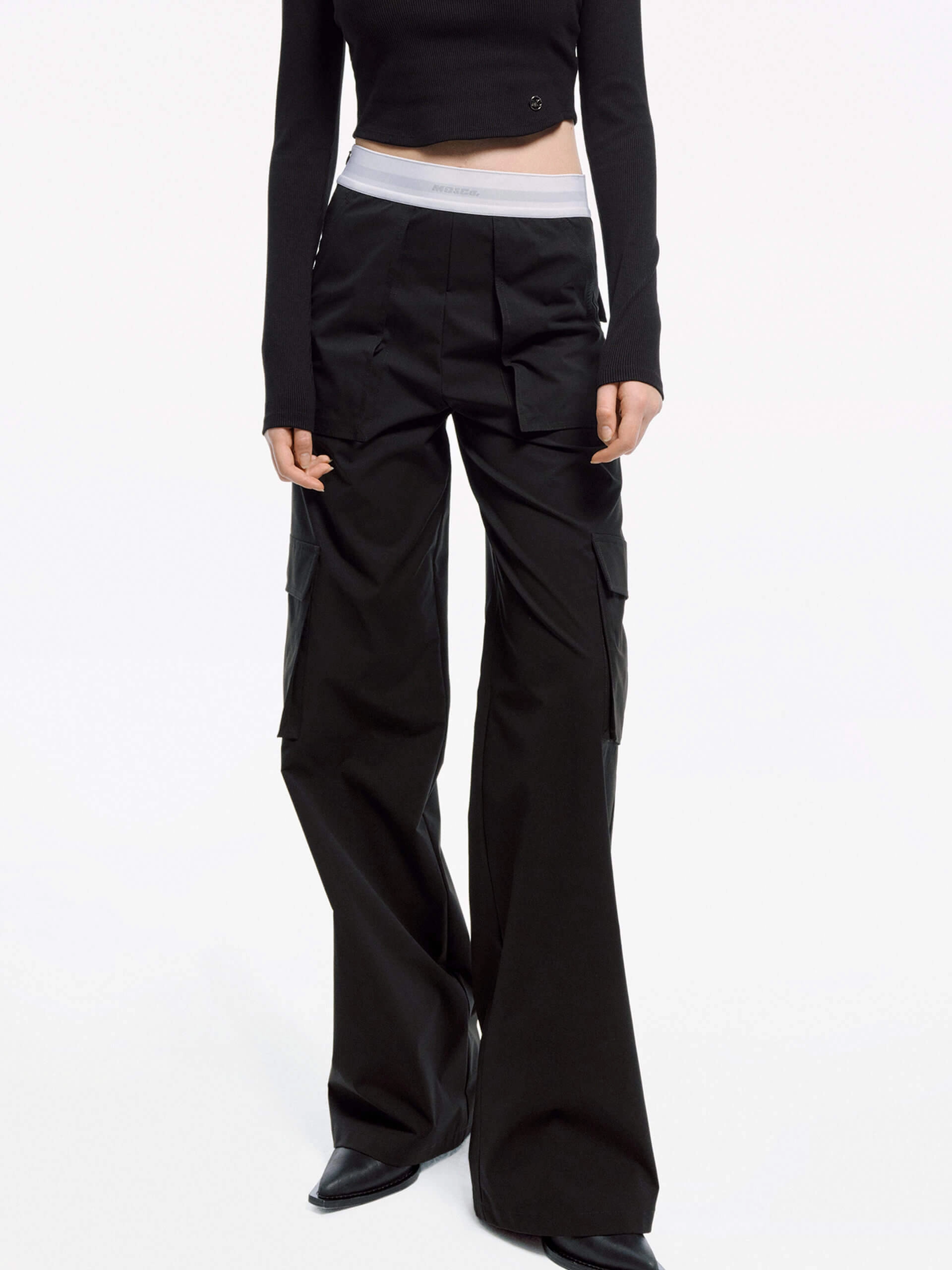 Contrast Waist Cargo Pants Flexibility Built-In