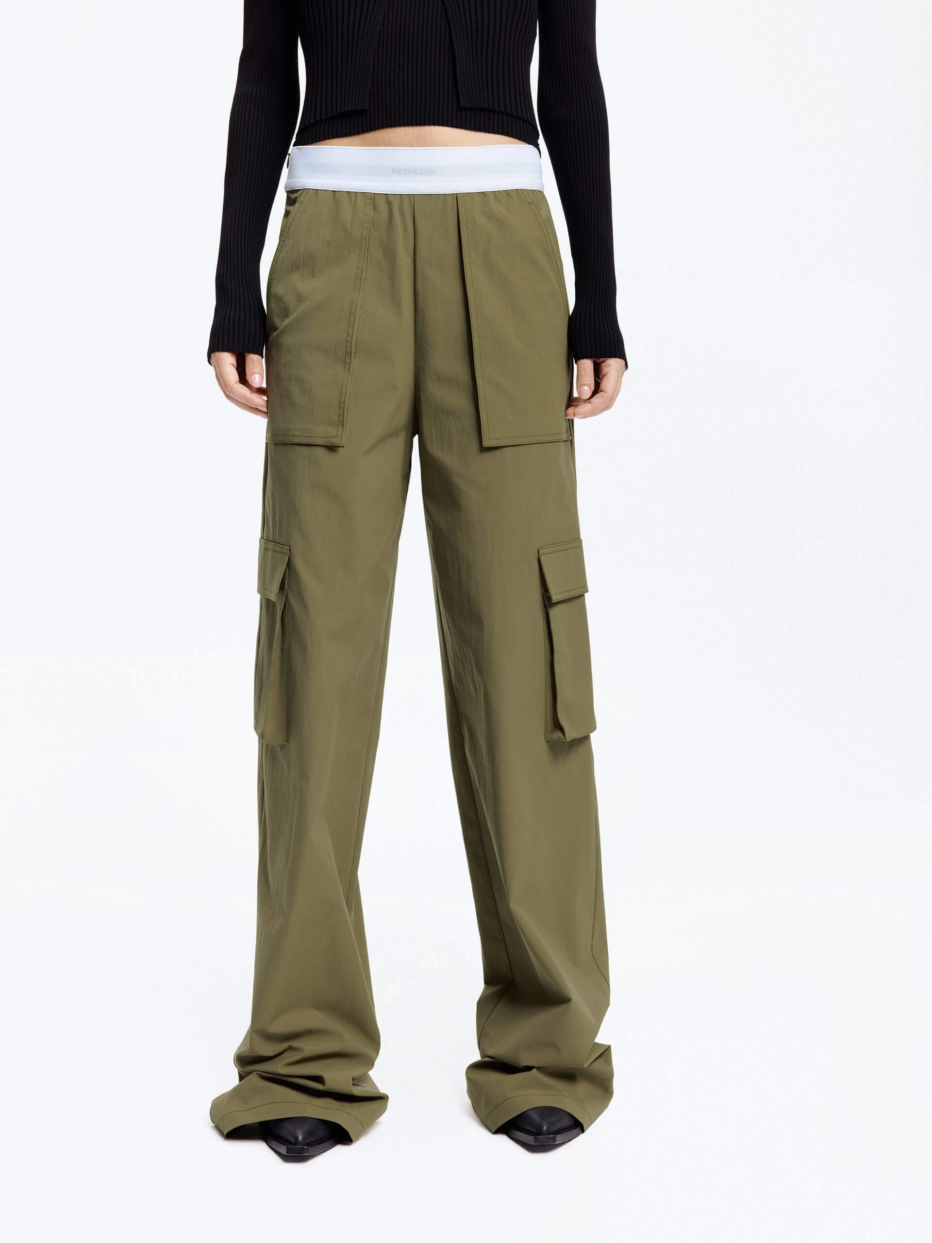 Contrast Waist Cargo Pants Perfect Fit
