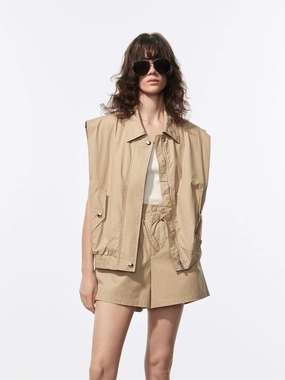 Cotton Sleeveless Jacket Easy Wear UltravioletProtectionFabric