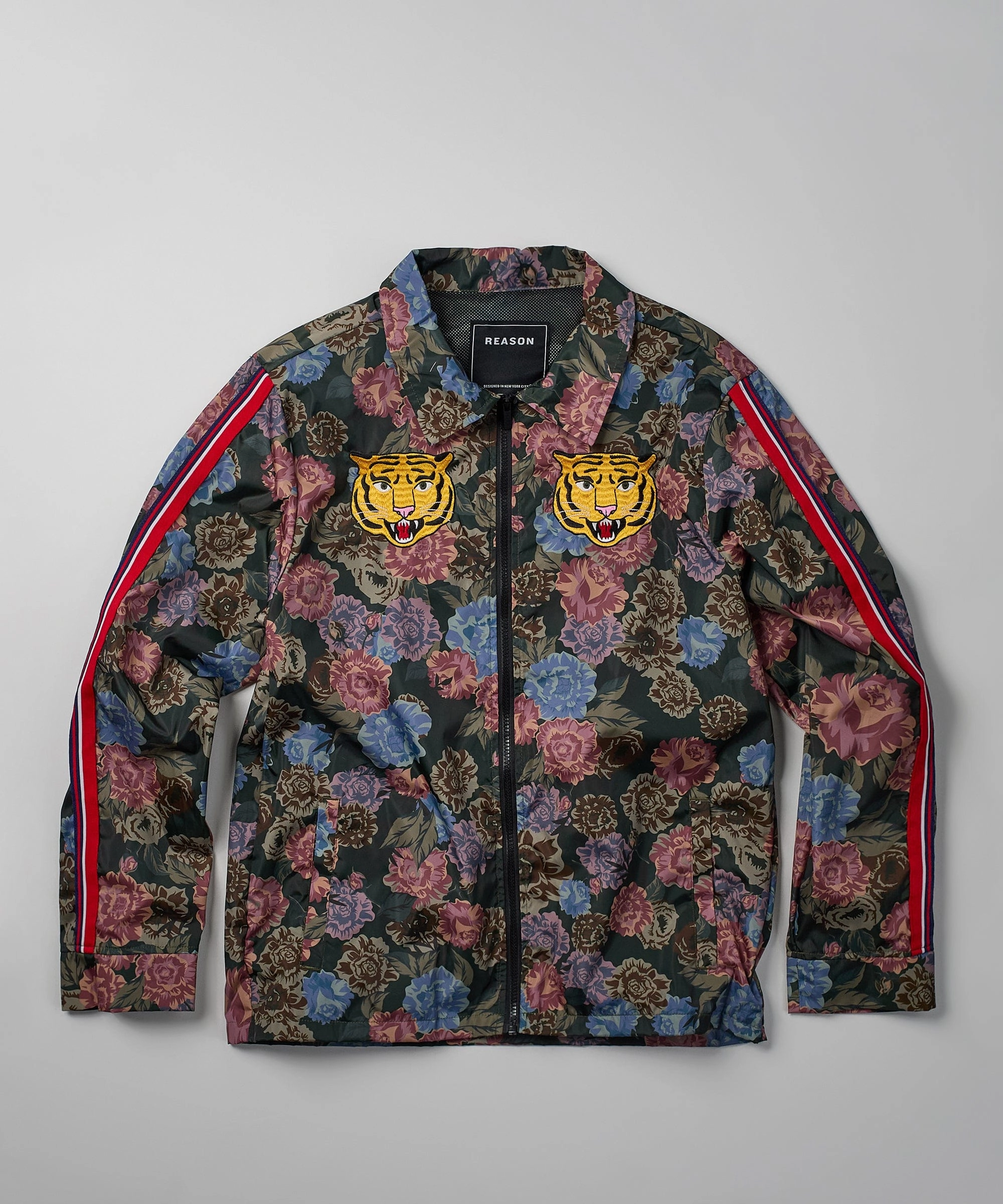 Fearless Tape Trip Nylon Allover Print Jacket Flexible Hem Adjustment
