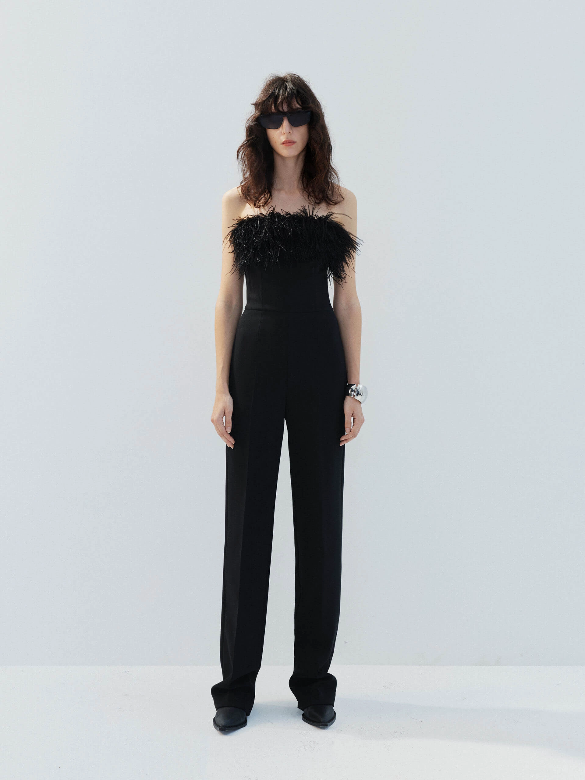 Snag Free Fabric RecycledPolyester Feather Detail Fitted Jumpsuit