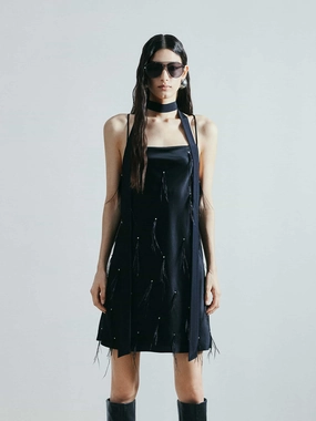 Work Flex Feather Embellished Mini Dress