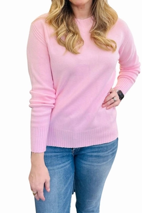 Pullover Rib Sweater In Blush Multi Panel Construction Cozy Knit