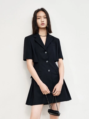 Wool Blend Cutout Suit Dress Designer-Label Day Ready Look