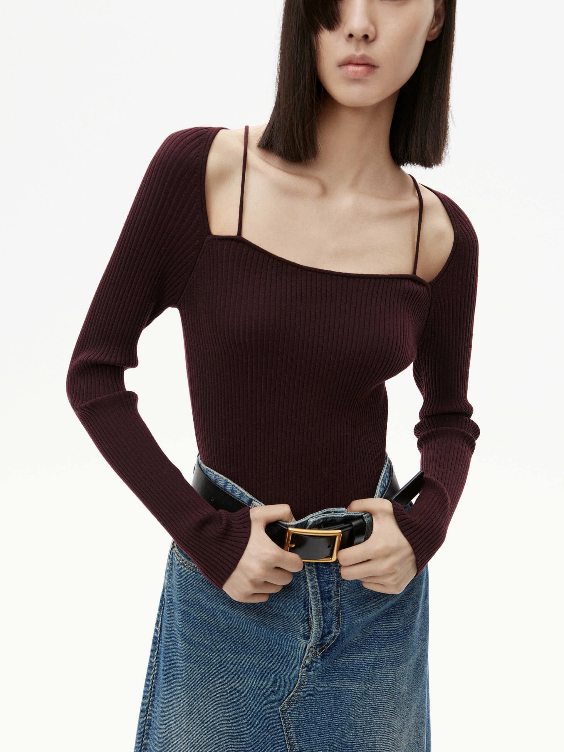 Fine Knitted Scoop Neck Top Noise Reduced Zipper Fitted Tank