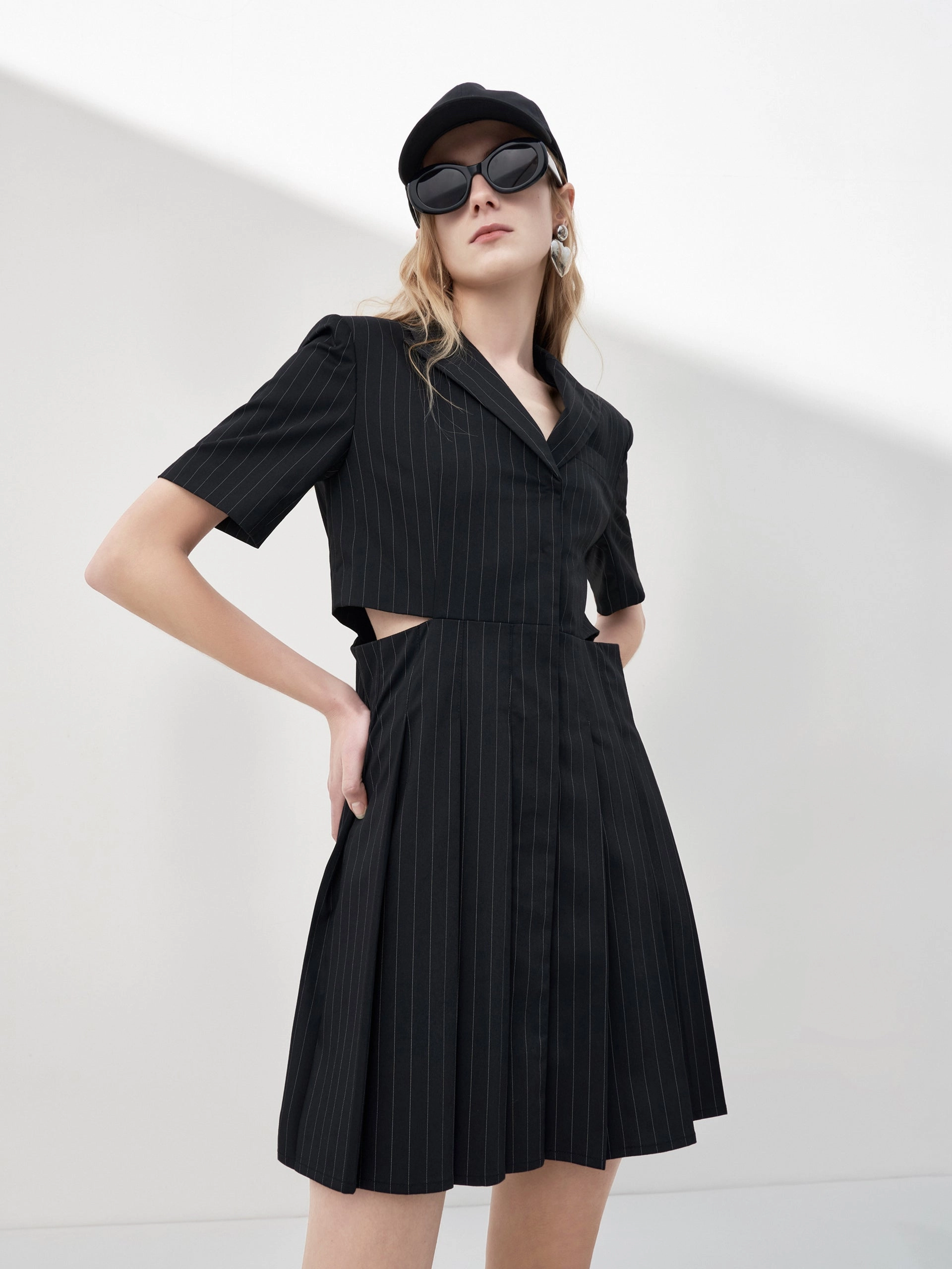Cutout waist Pleated Dress EcoFriendlyDye Soft Shape