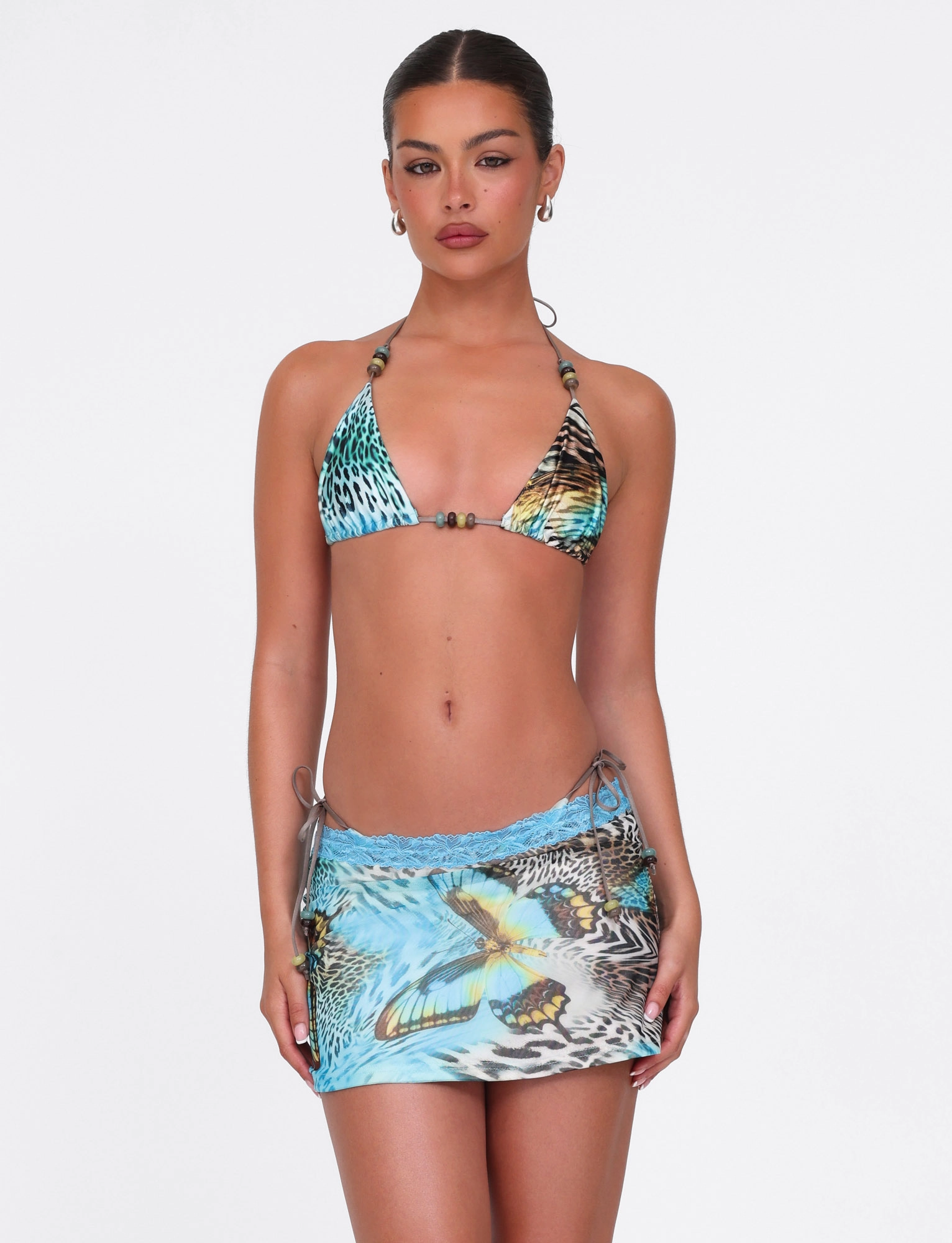 Corduroy texture FINLEA MINI SKIRT - MULTI : ANIMAL : BUTTERFLY ANIMAL