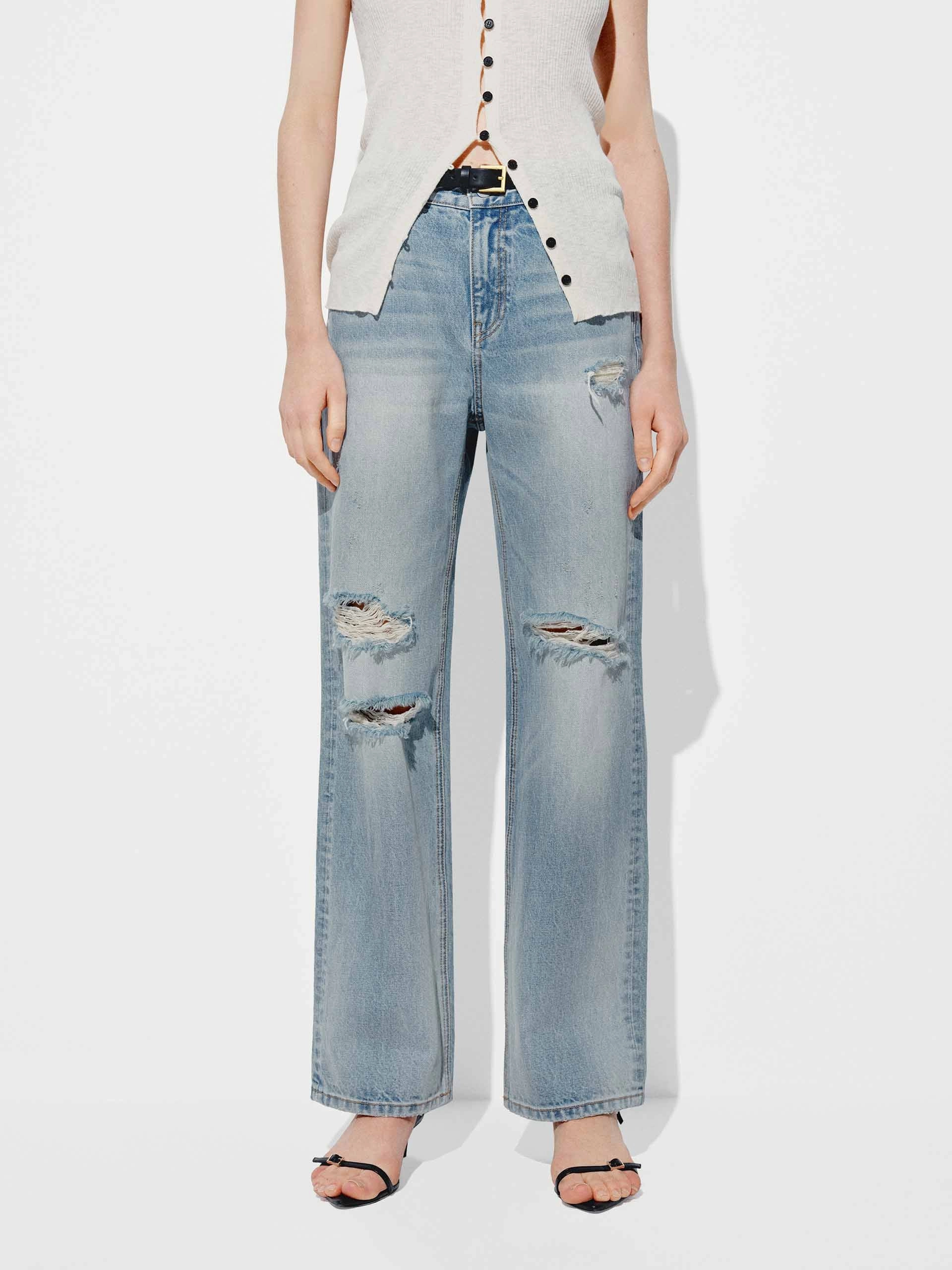 Easy Pair Ripped Cotton Ankle Jeans