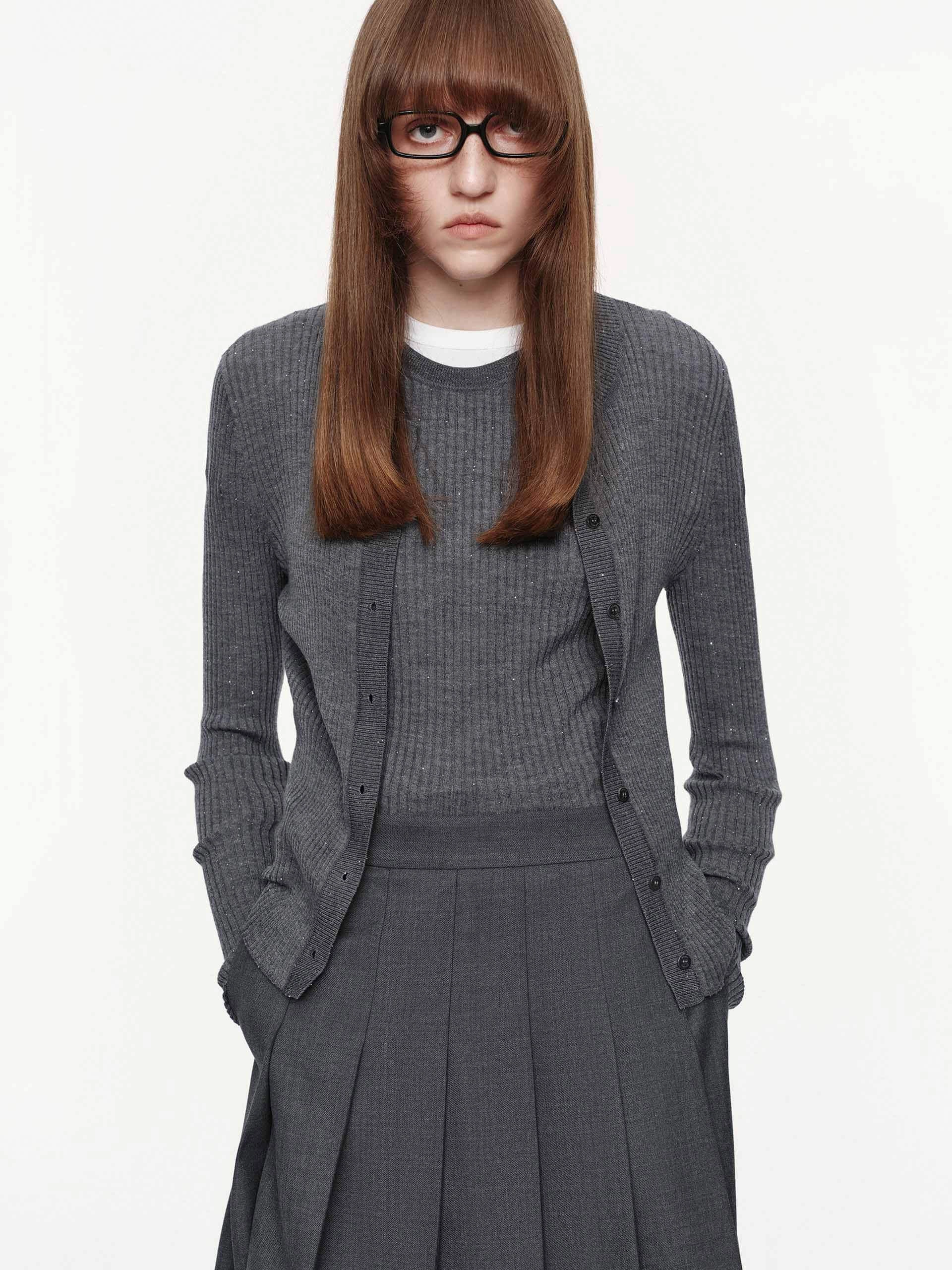 Fitted Wool Blend Cardigan CompressionTechnology