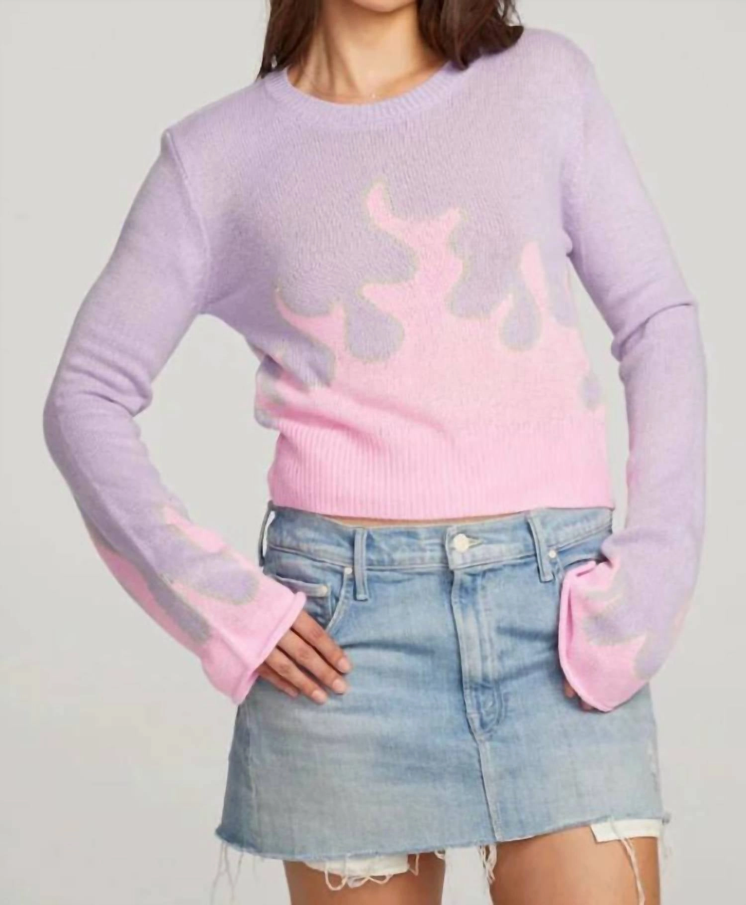 Flame Sweater In Digital Lavender Layering pieces Ergonomic Sleeve Design