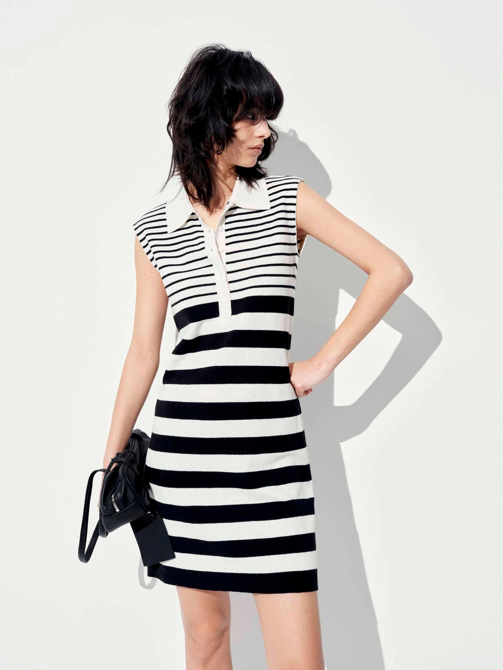 Cotton Blend Striped Dress Charming Fit Basic Cool
