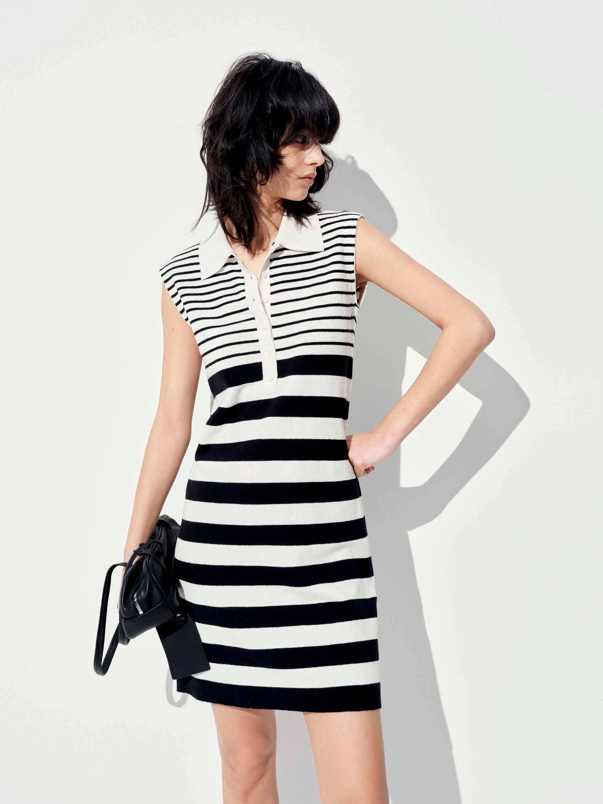 Smart Cut Cotton Blend Striped Dress