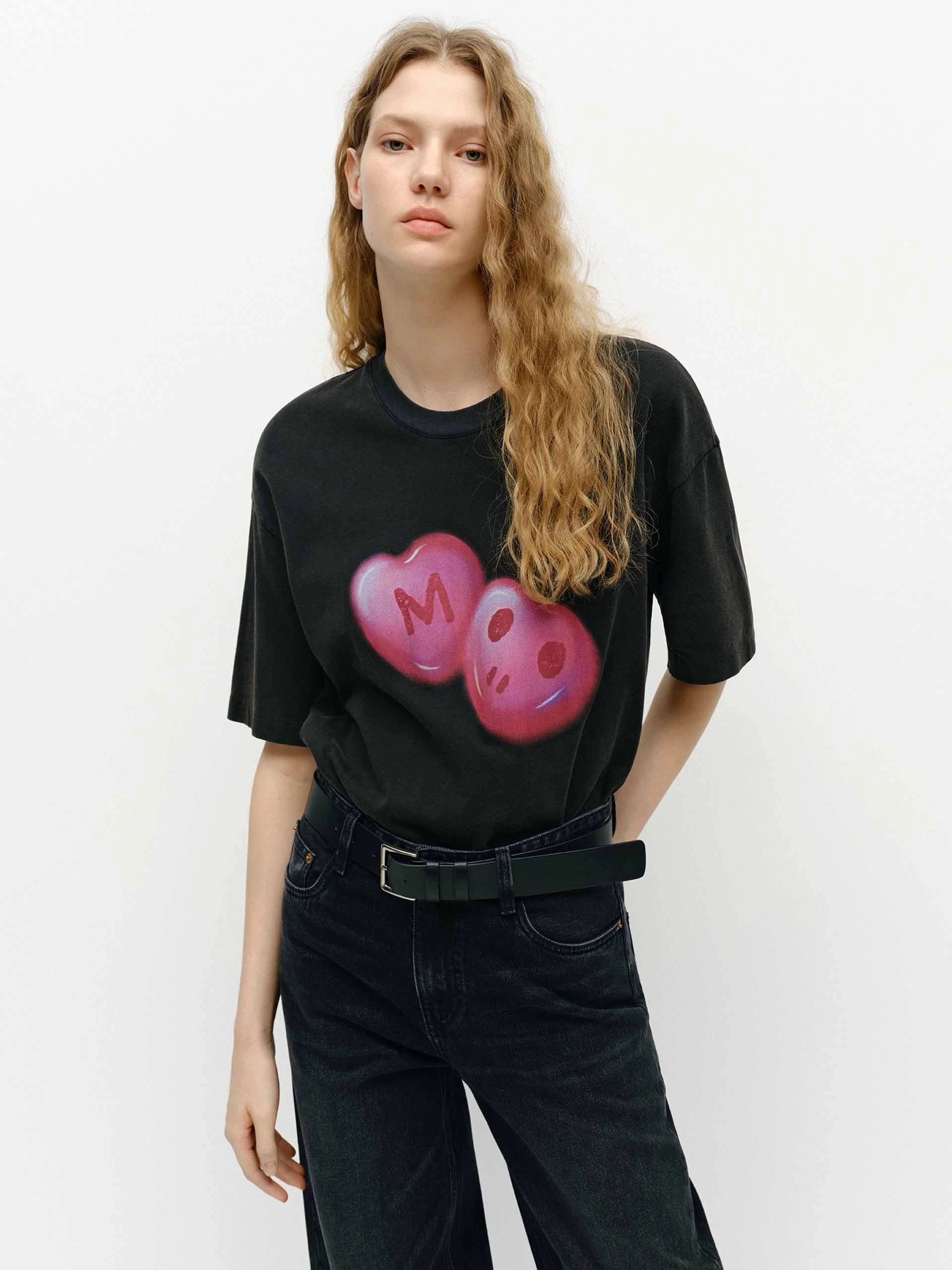 Printed Detail Cotton T-shirts DropShoulderDesign