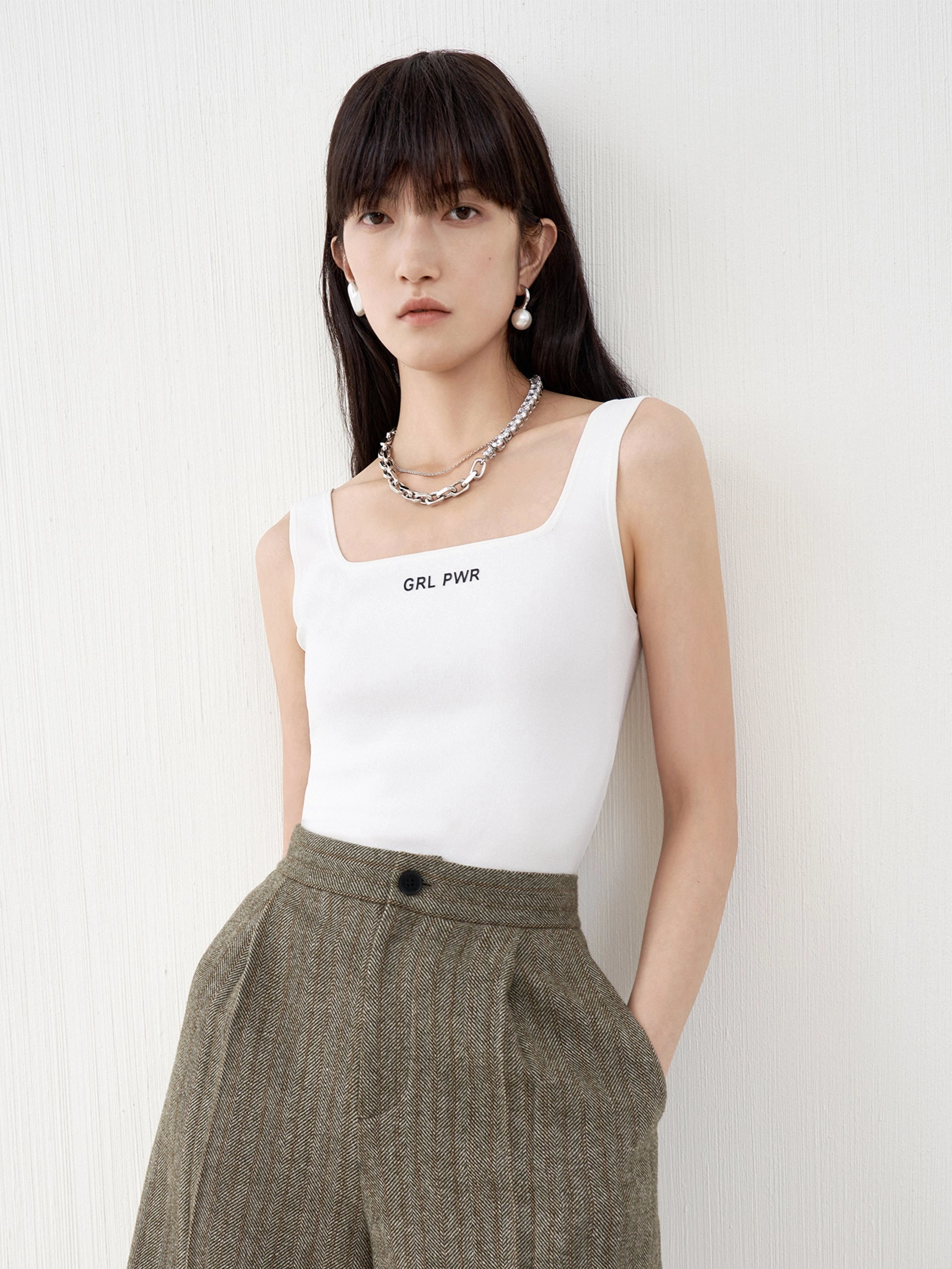 SoftFeel Fabric Letter Print Knit Tank Top
