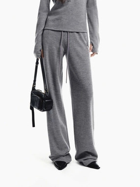 Dressy look Durable Fabric Drawstring Waist Wool Pants