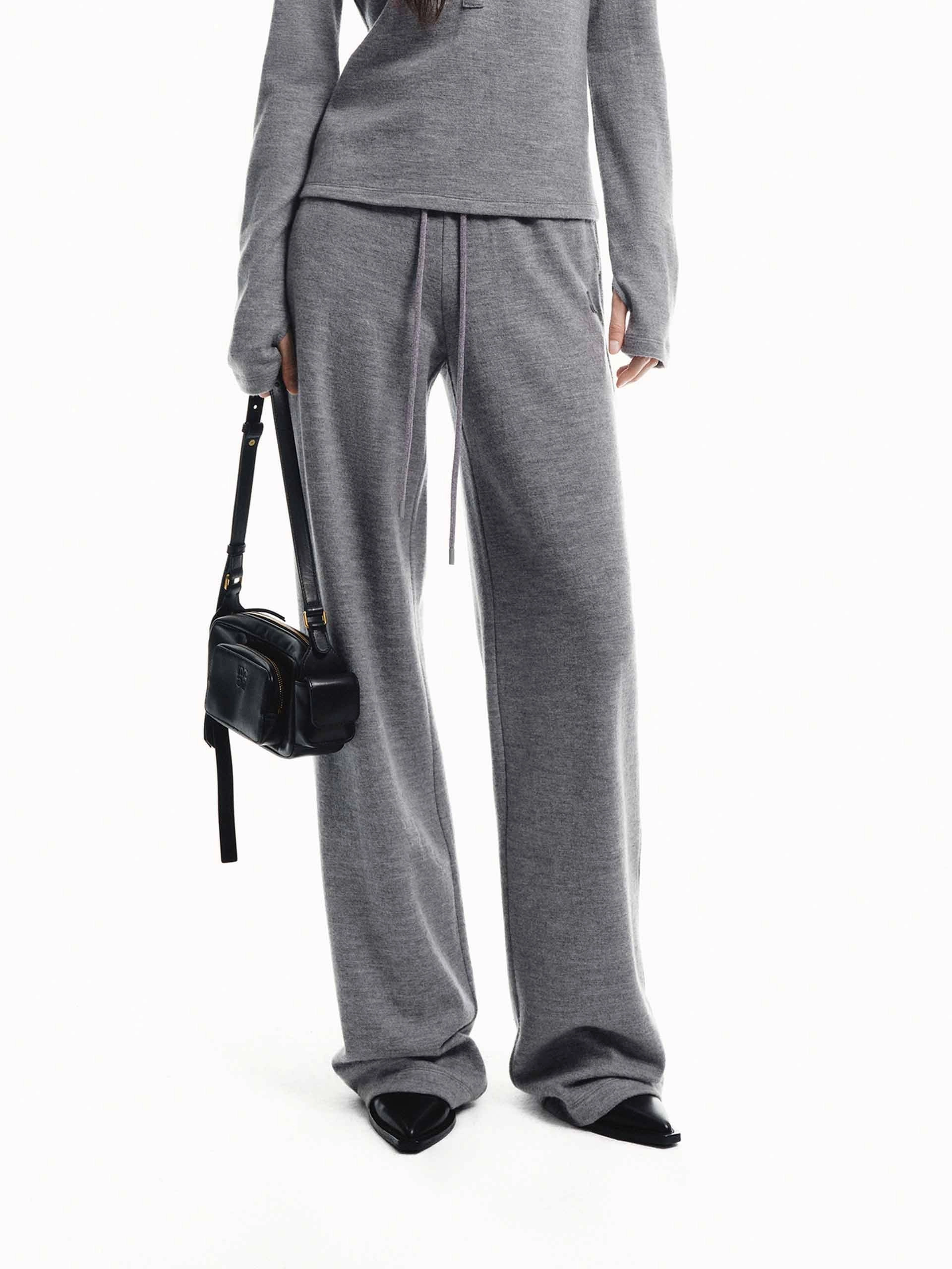 Dressy look Durable Fabric Drawstring Waist Wool Pants