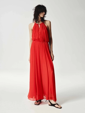 Halterneck Silk Dress Easy-to-style casual dress