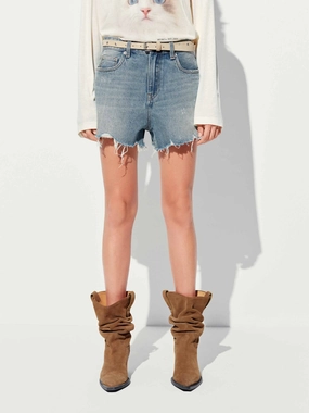 Ink-splashed Denim Shorts Trendy Fit Dark wash
