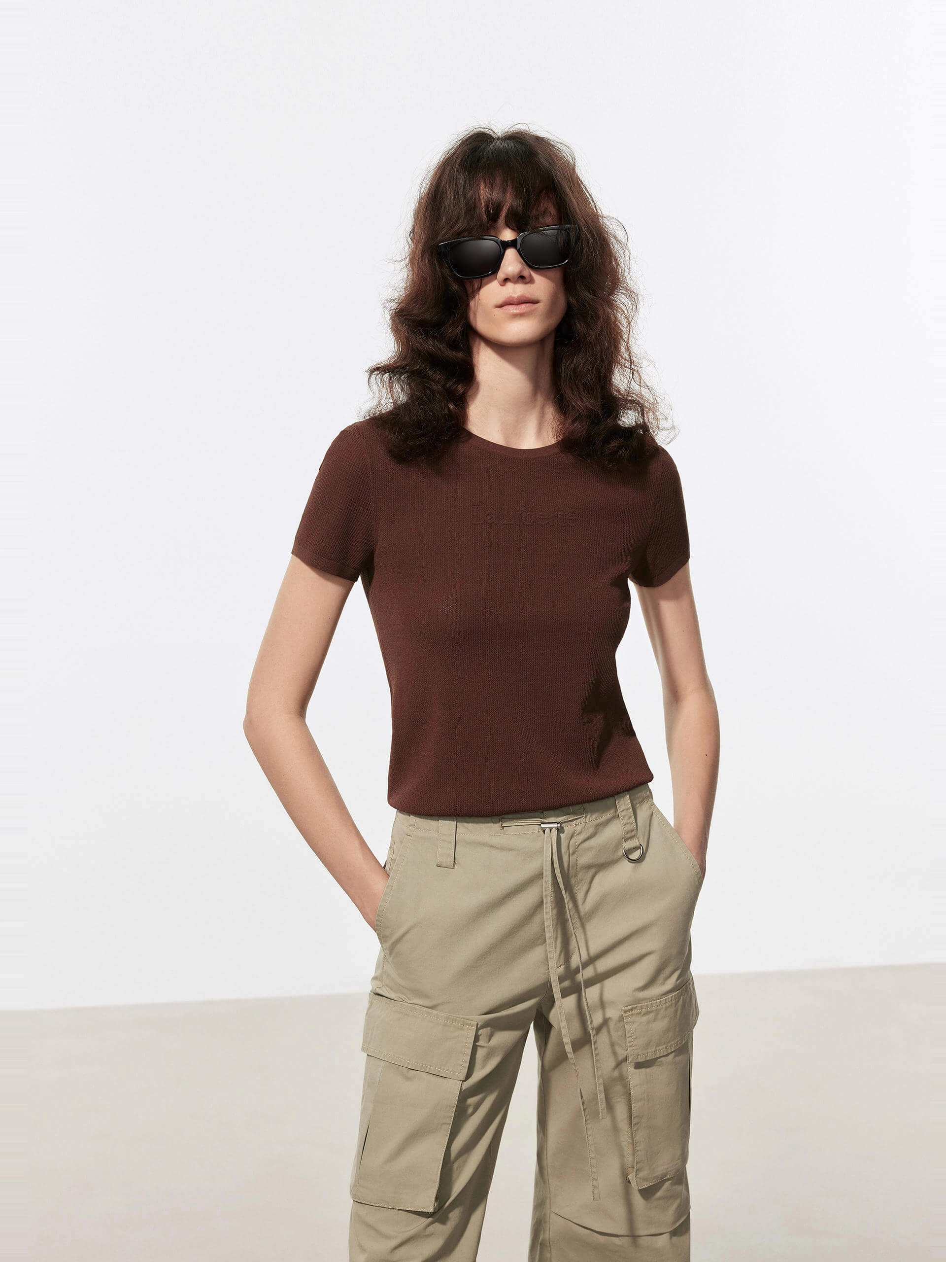 Crew Neck Knitted Top Compression Gradient ContrastTipping