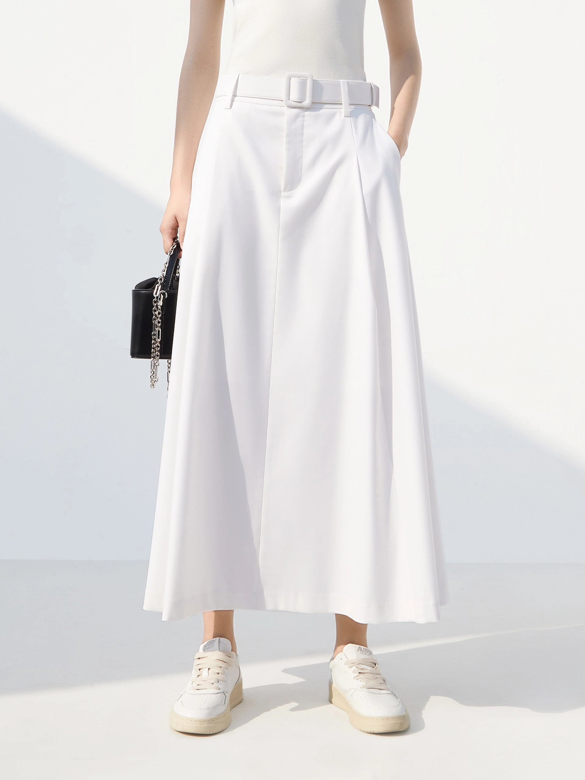 High Waist A Line Skirt with Belt Quick Change All Day Use