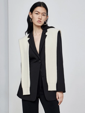 Splicing One Button Blazer Seamless Stitching