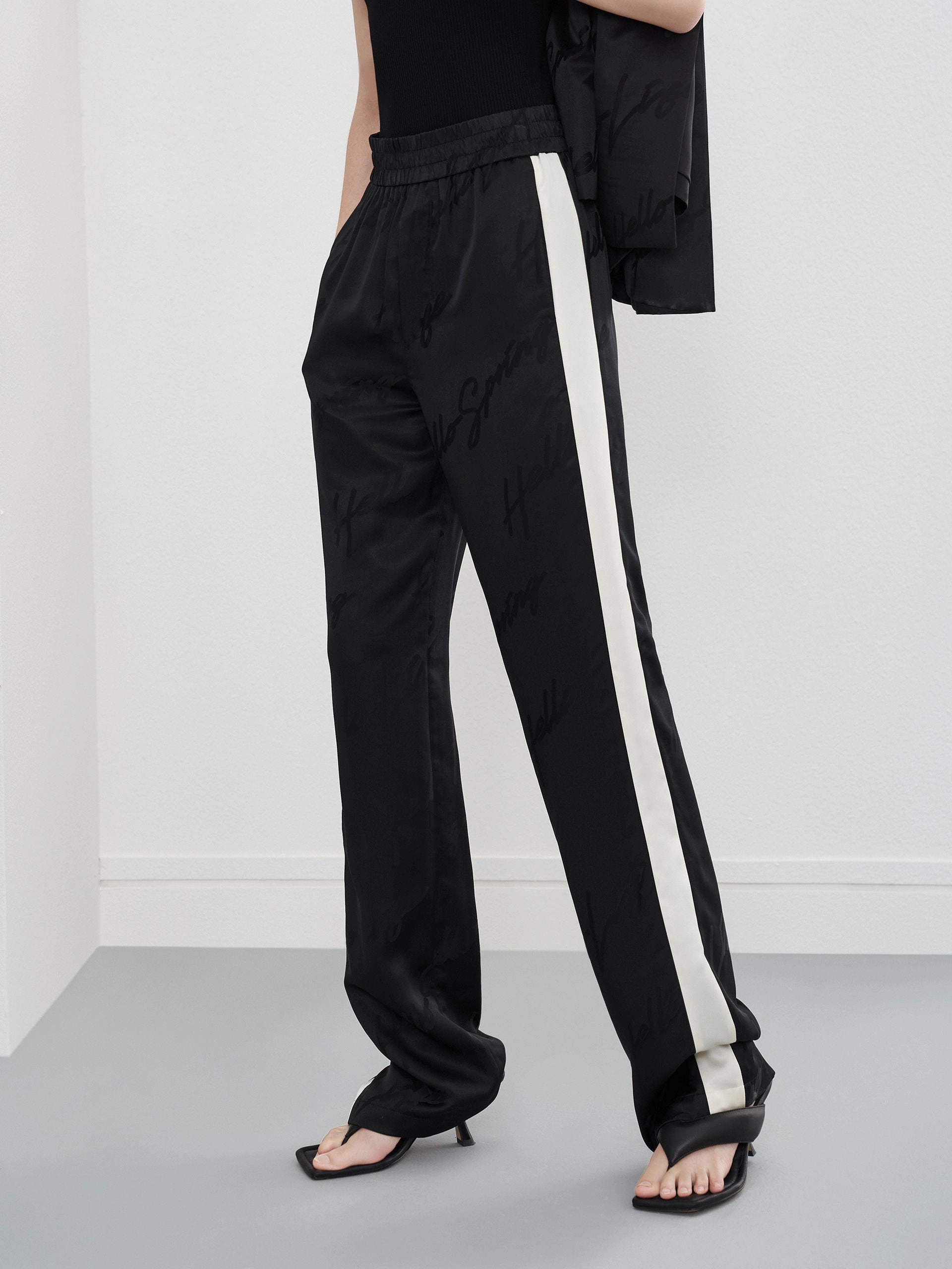 Bootcut shape Body Sculpting Silk Blend Jacquard Pants