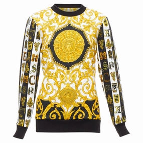 Versace mixed archive Barocco print cotton crew neck sweater Dynamic Ventilation Panels Knitwear Choice