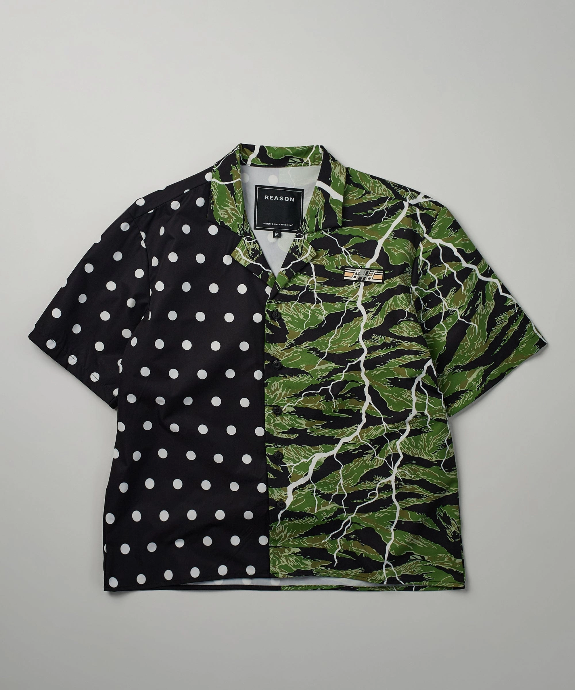 Dots And Camo Split Woven Short Sleeve Shirt AntiPilling Finish NonRestrictiveCollar