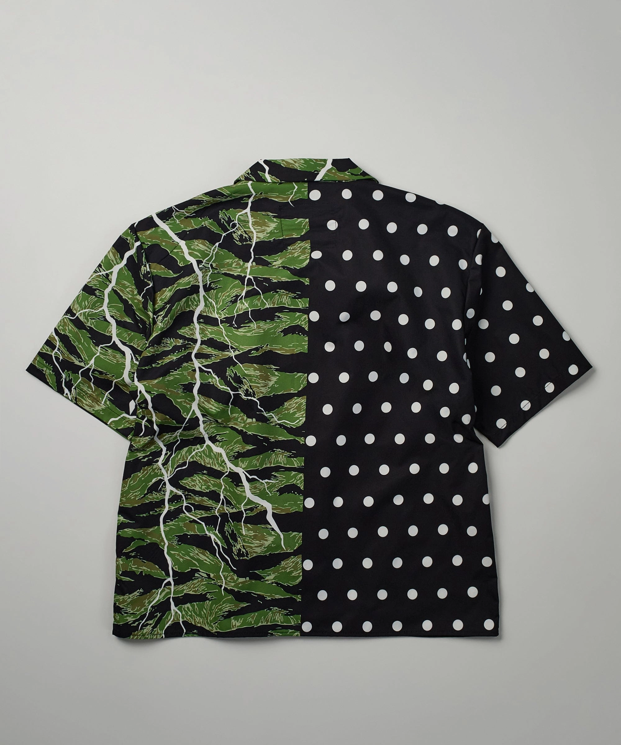Dots And Camo Split Woven Short Sleeve Shirt Lightweight Jacket Drop Shoulder