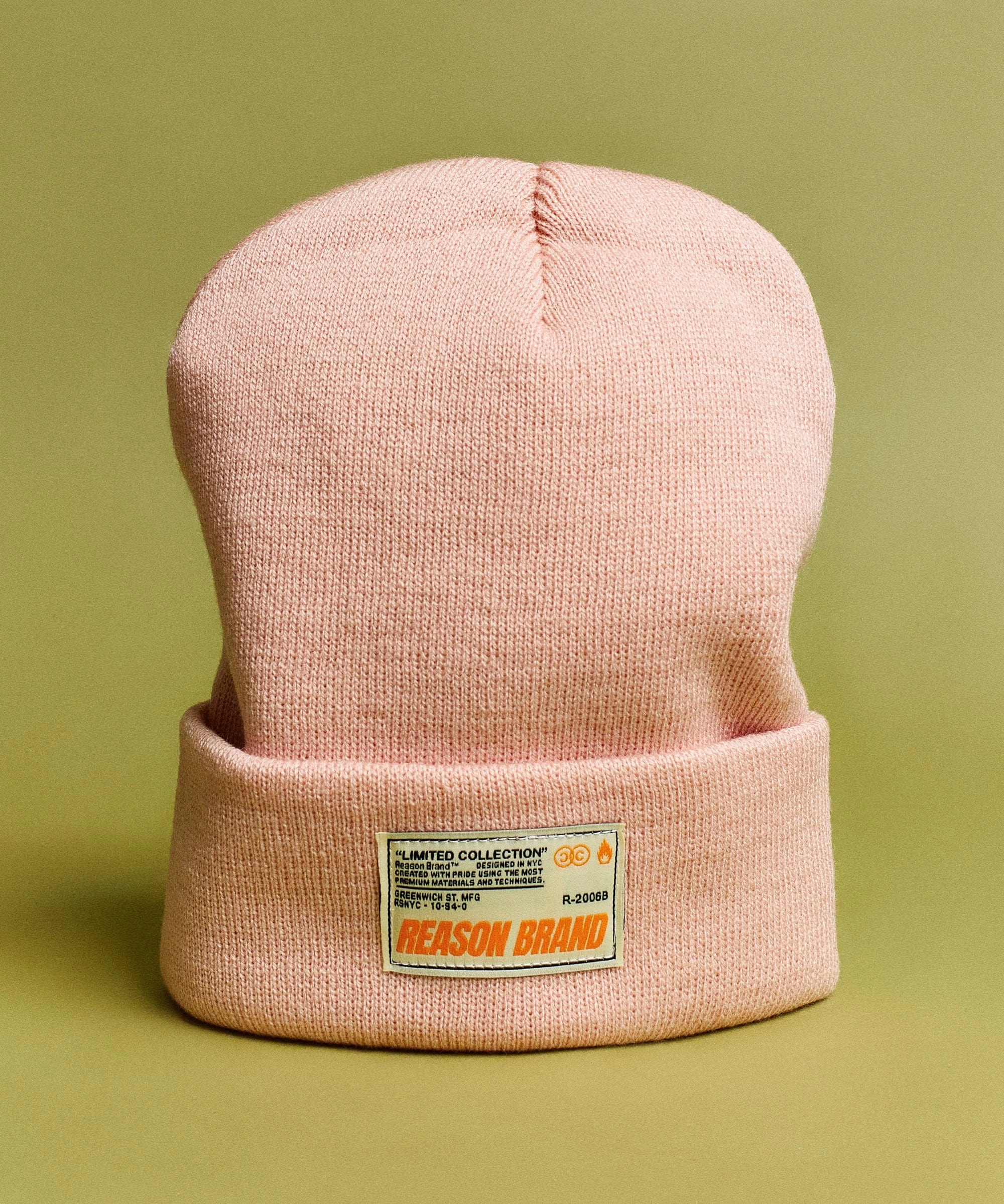 Jonah Ribbed Knit Basic Beanie With Label - Light Pink Soft Blended Fabric NonRestrictive Fit