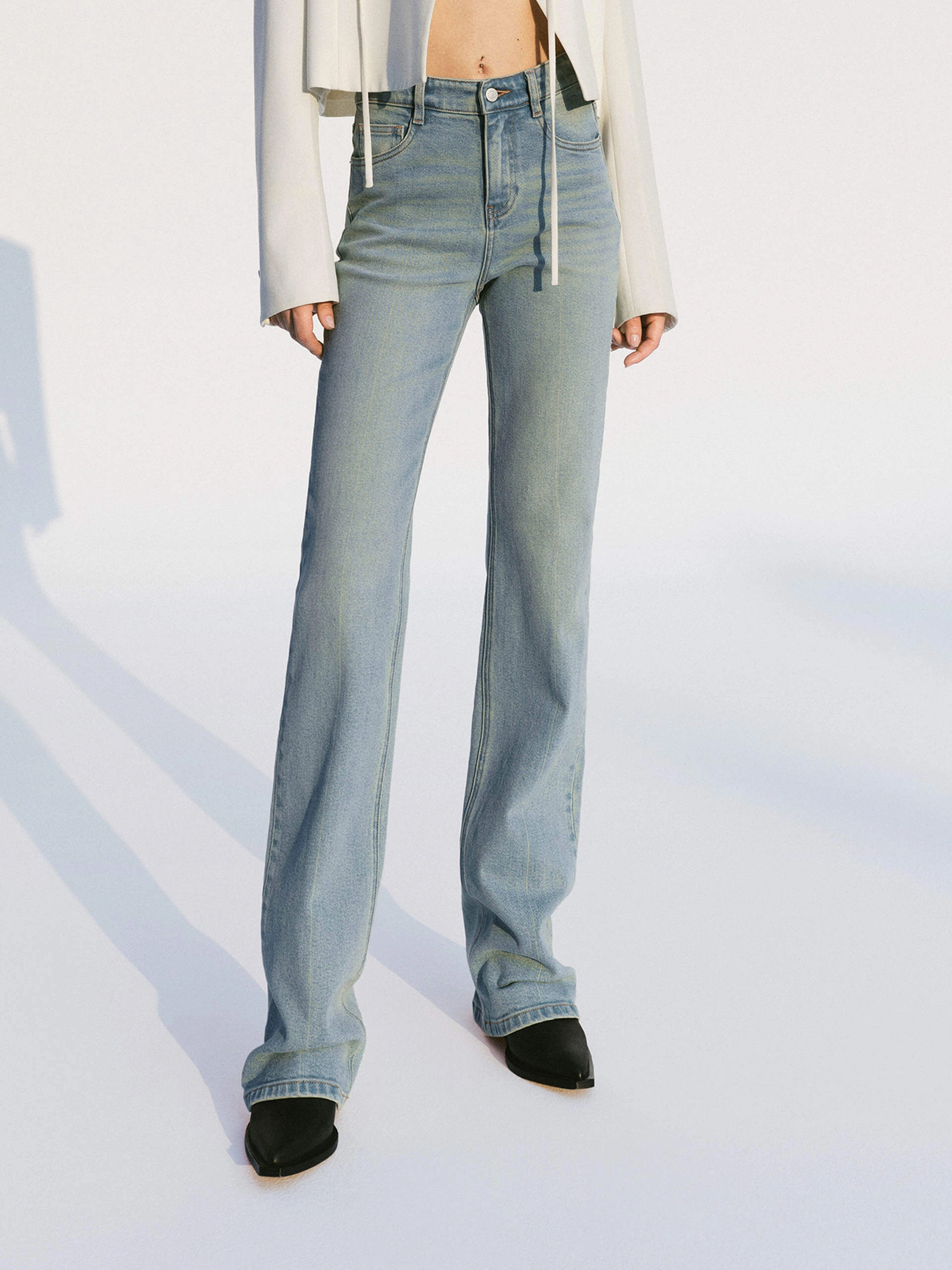 Family Style Slim Smart Casual Athlete Fit Heart Print Straight Jeans