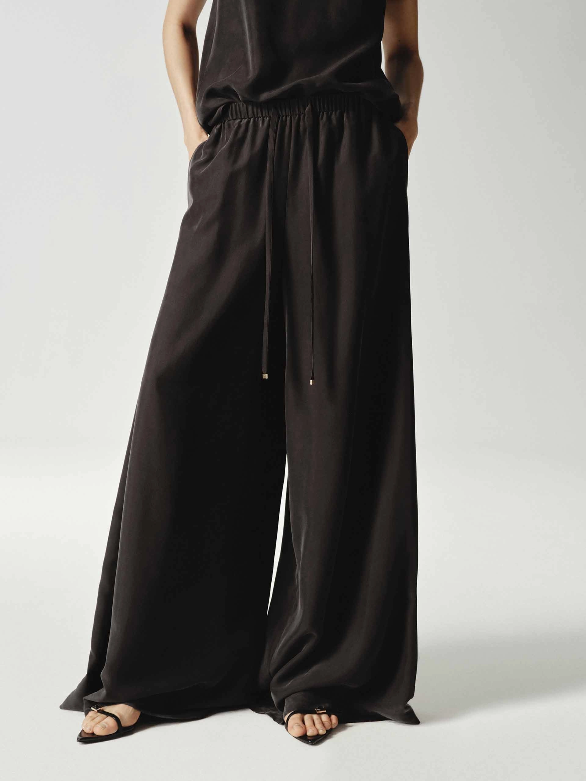 Wide Leg Silk Trousers Chill Comfort