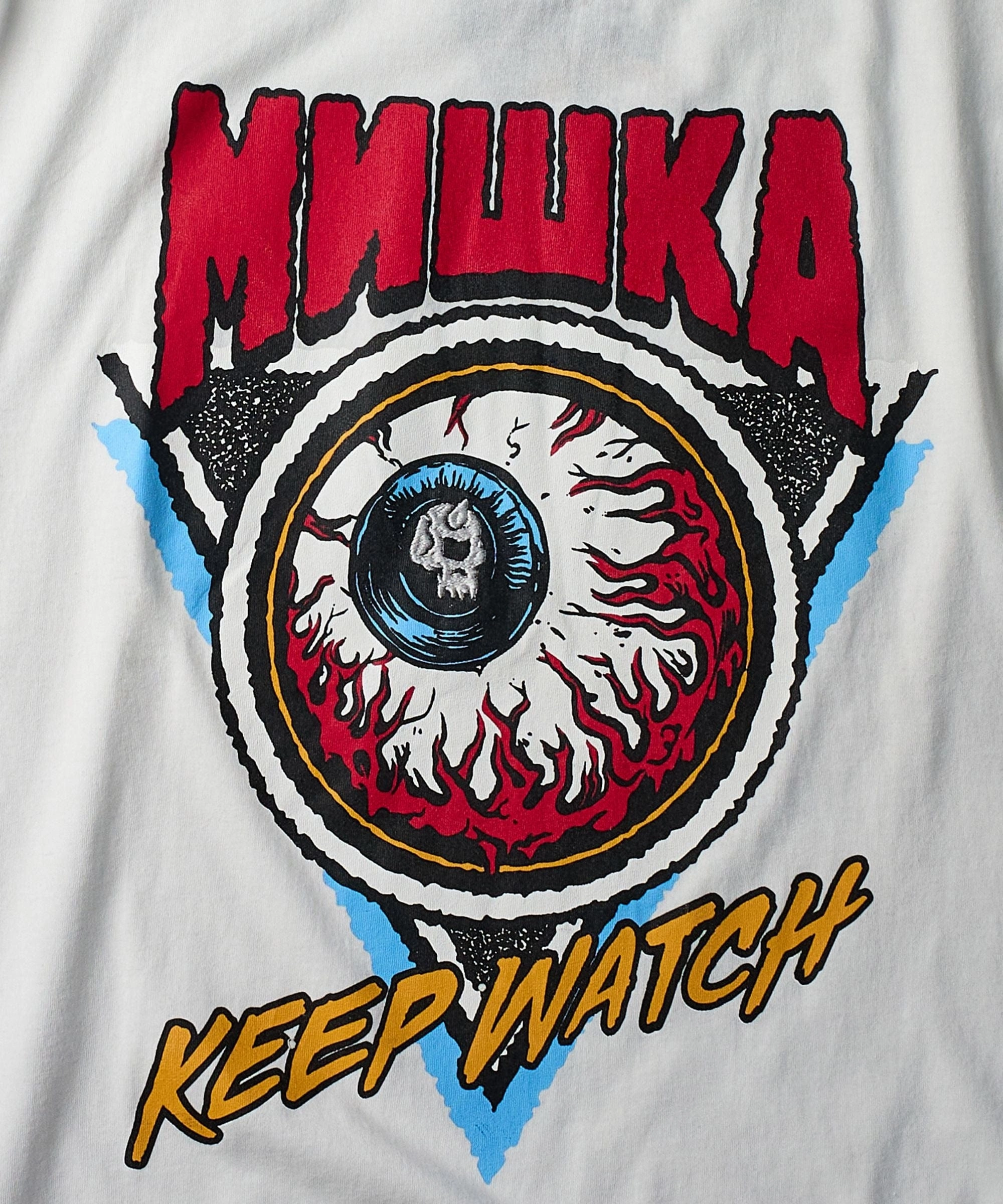 Mishka Keep Watch Embroidered Short Sleeve Tee - White NoRoll Hem Technology MultiPurposeUtility