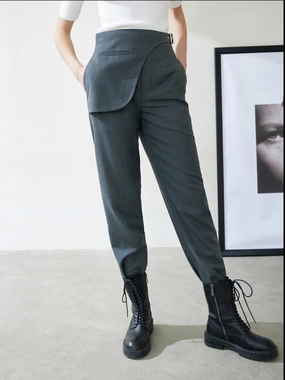Breathable Material Wool Blend Irregular Wrap Pants