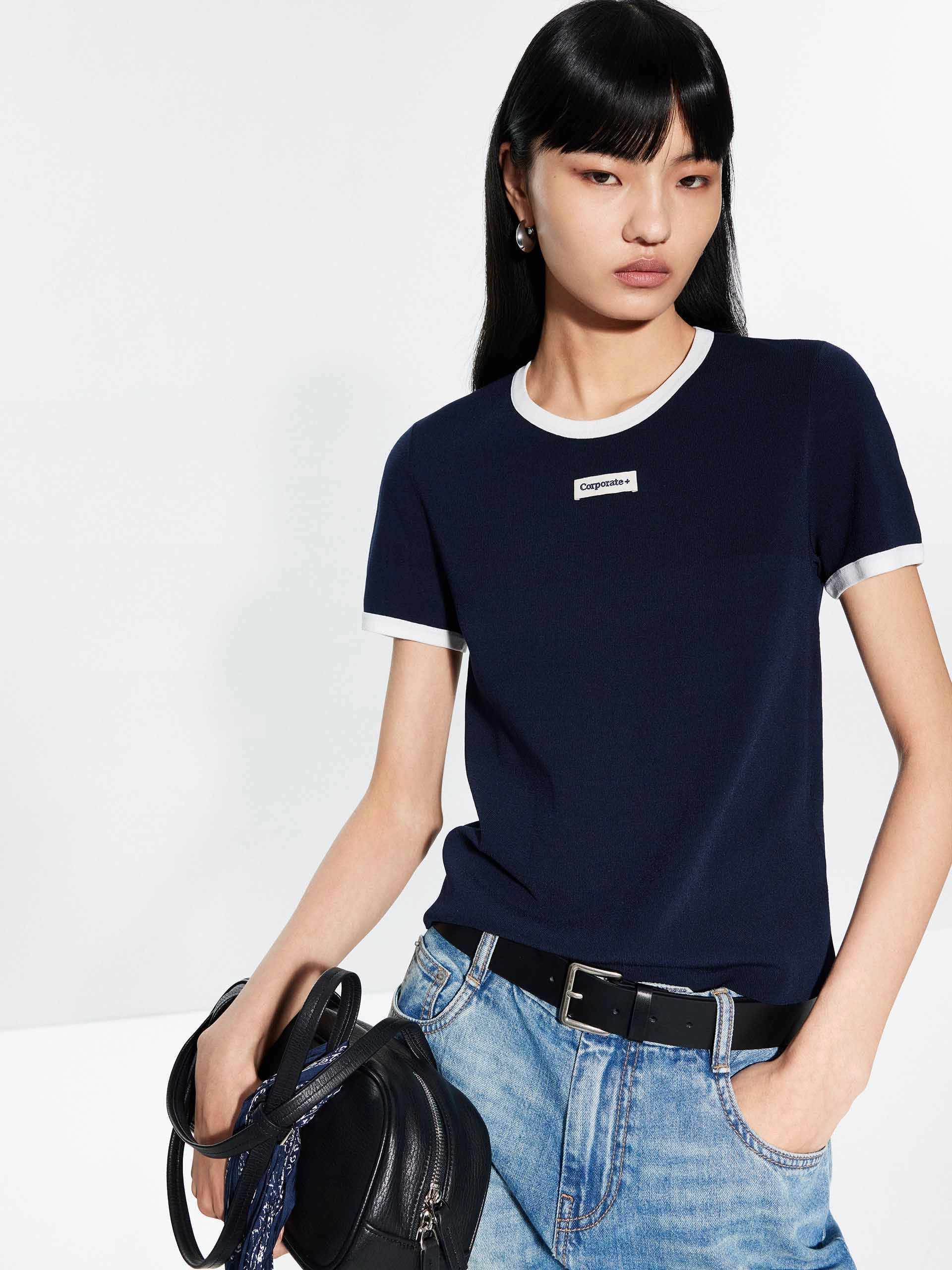Comfortable fit LightweightLayeringSystem Contrast Color Round Neck Top