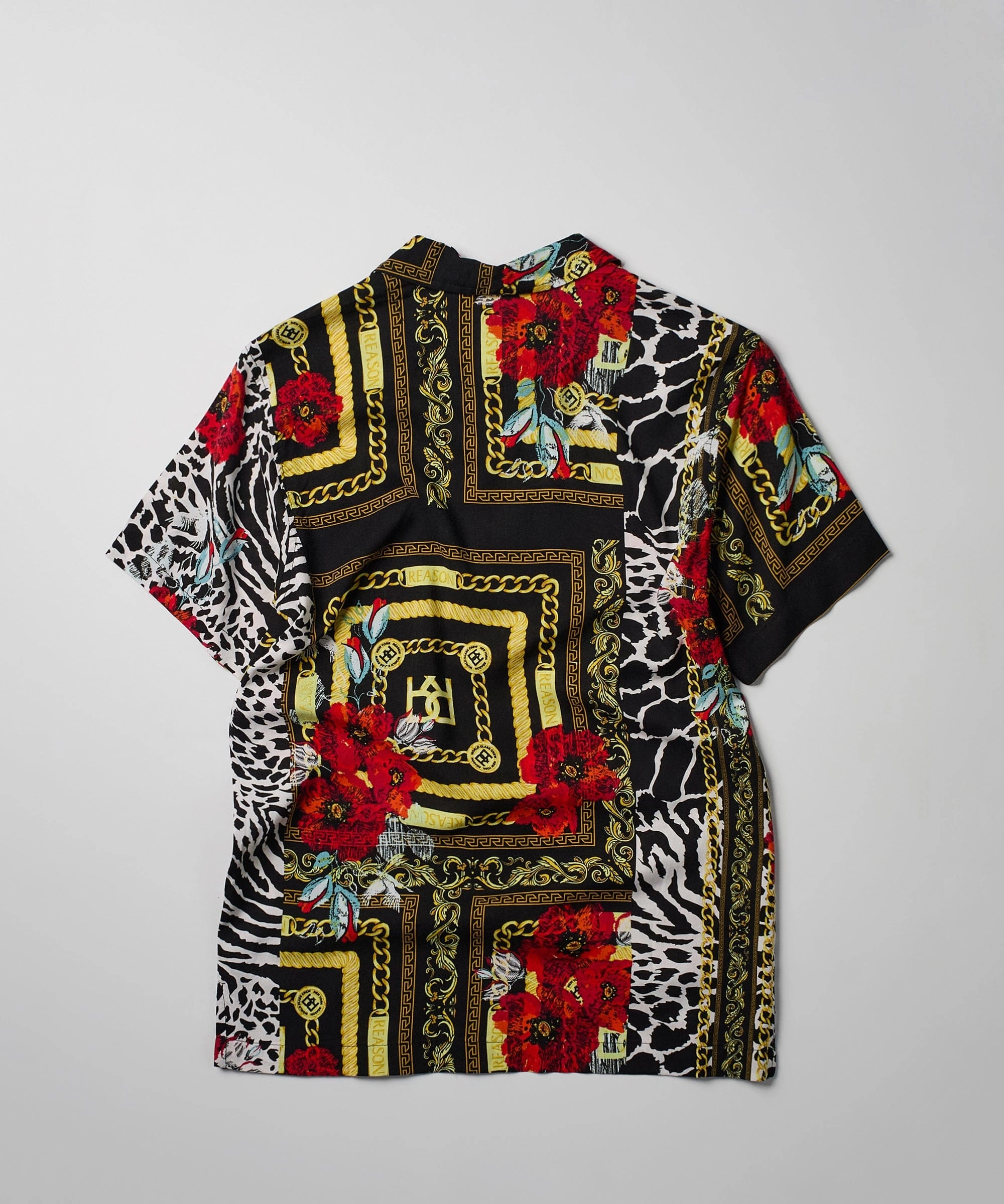 Floral & Chains Short Sleeve Woven Shirt Elasticated Hem