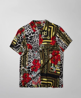 Floral & Chains Short Sleeve Woven Shirt ThermalRegulating AthleisureReady