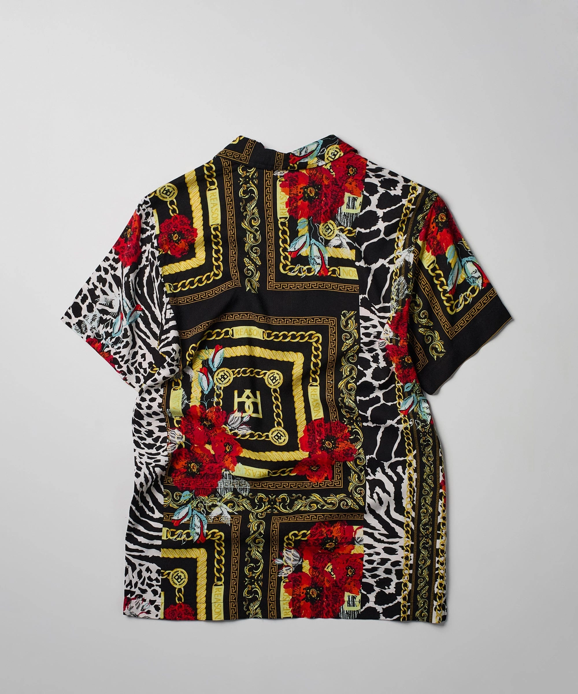 Floral & Chains Short Sleeve Woven Shirt Reflective Safety Trim
