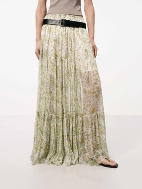 Floral Print Flowy Maxi Skirt Comfort Focused