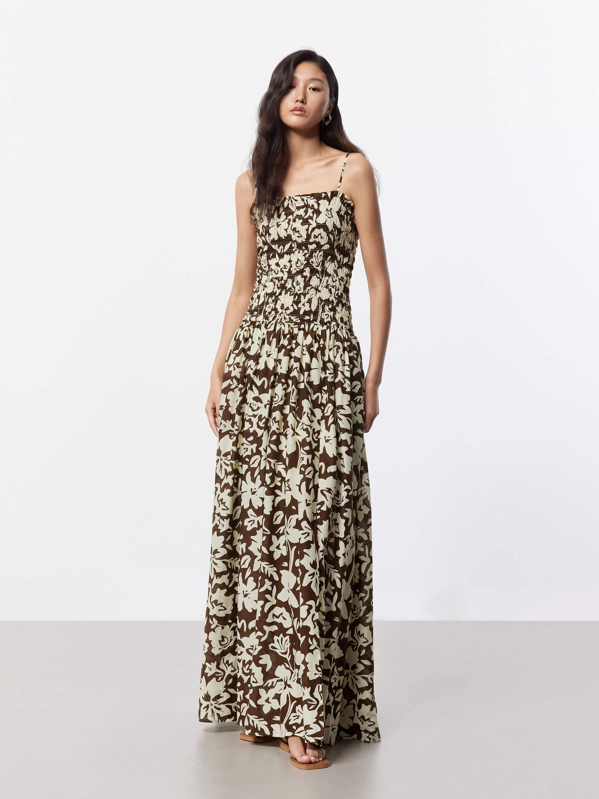 Slim Form Floral Print Maxi Cami Dress