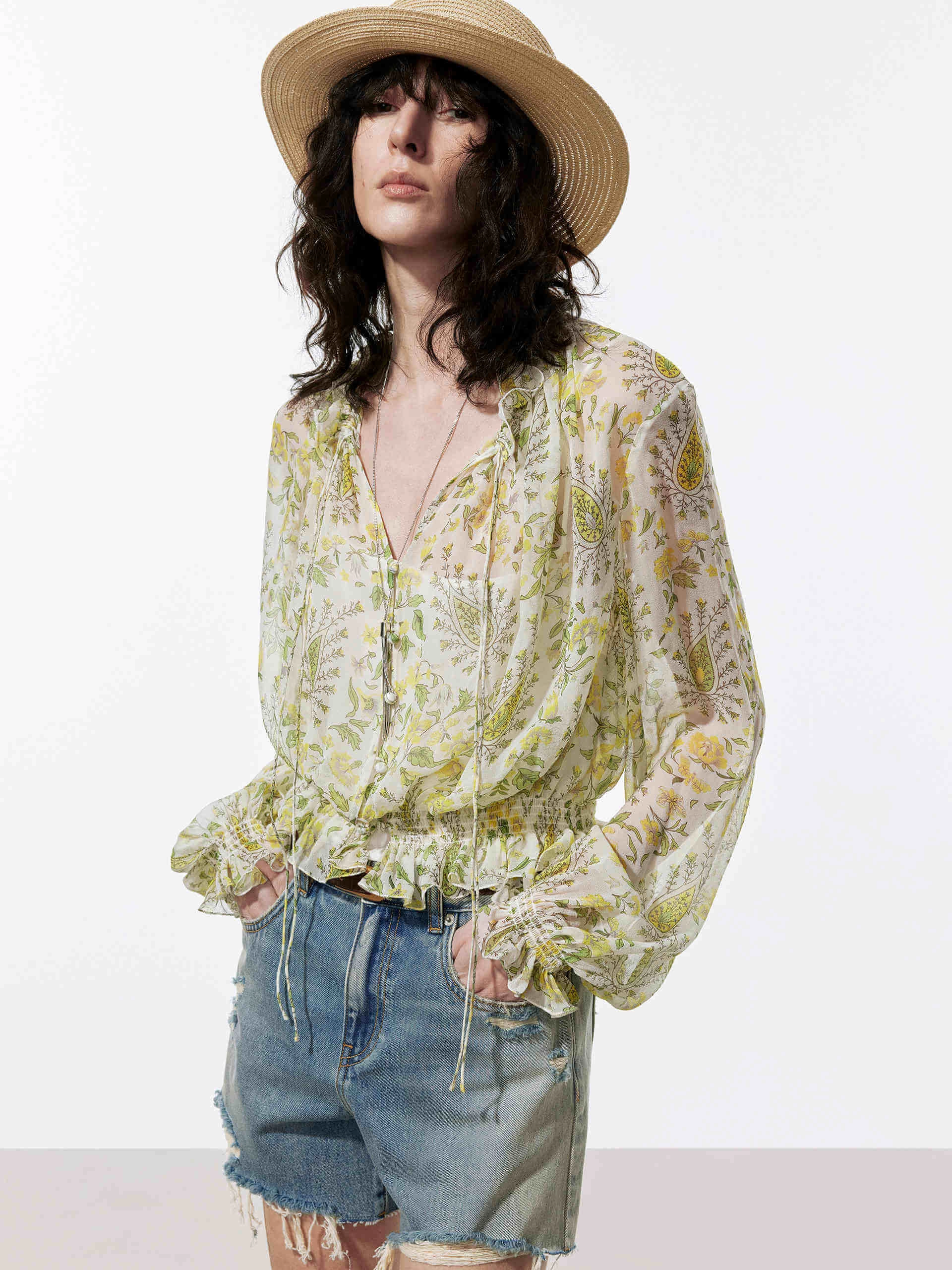 Multipurpose Layering Piece UltraSoft Lining Floral Print Silk Blouse