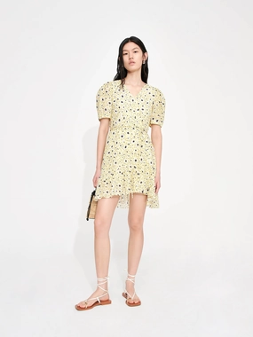 Floral Print Wrap Dress warm tones