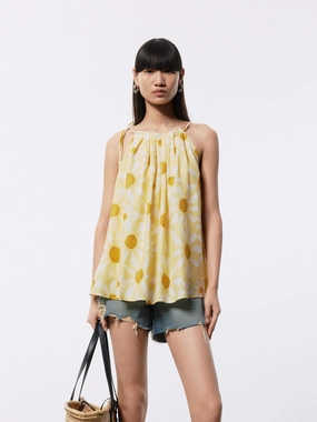 Hypoallergenic Textile Cozy Cardigan Floral Printed Halter Top