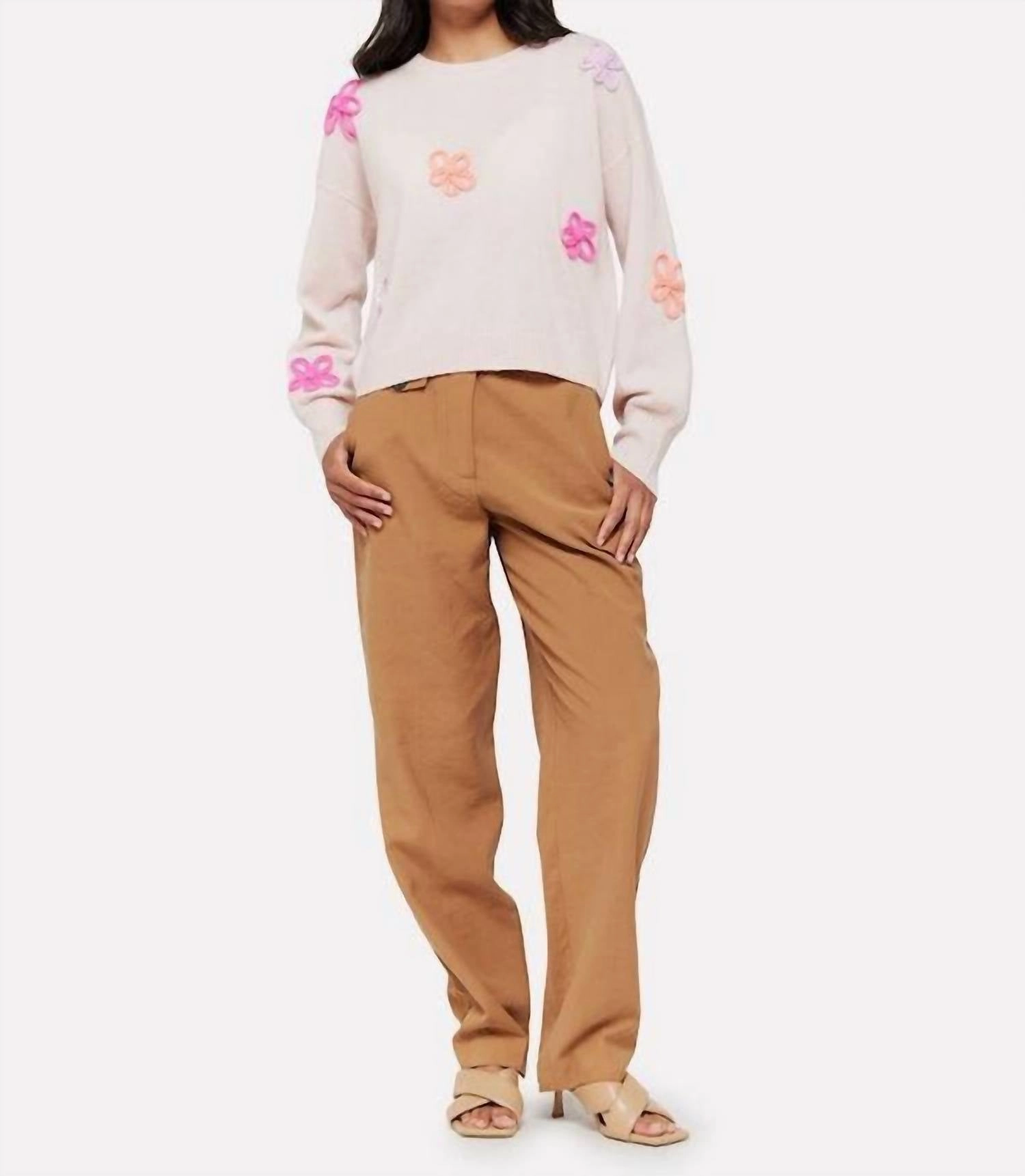 Zero Waste Manufacturing Flower Pop Crew Neck Jumper In Cherry Blossom