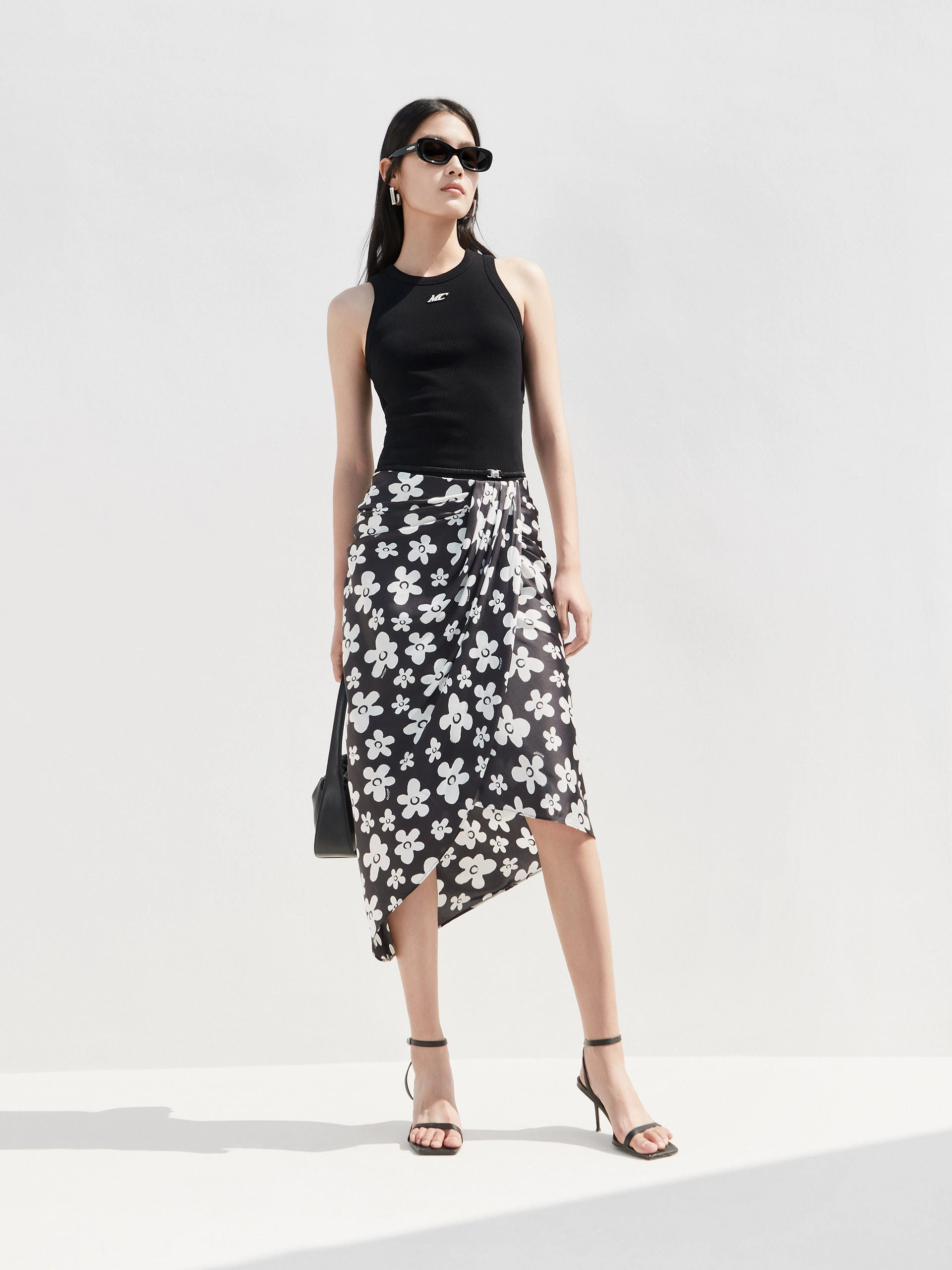 Relaxed Comfort Fit Flower Print Overlap Skirt