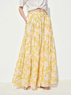 Flower Printed Maxi Skirt Cozy Fit Flattering Design Wear