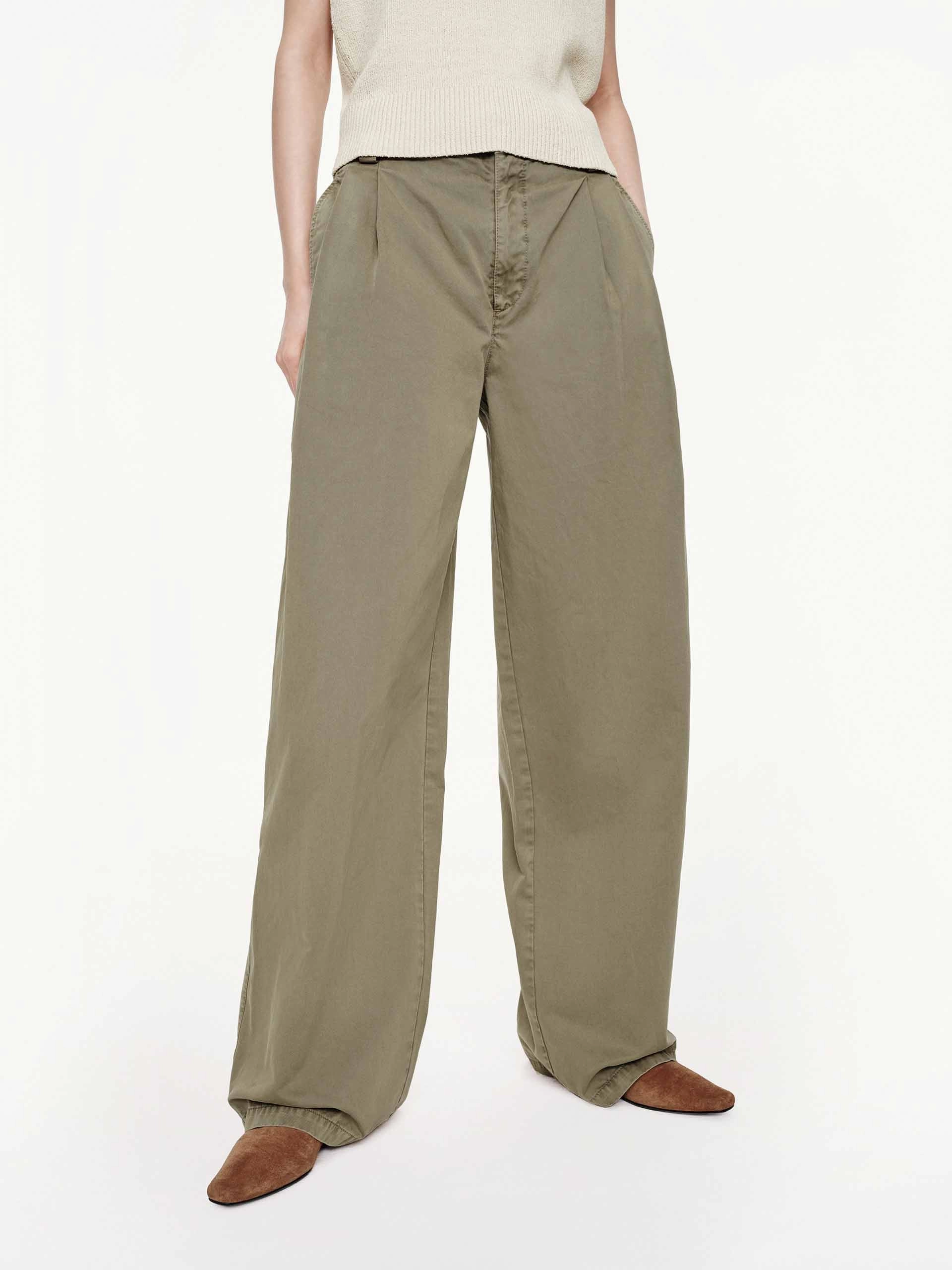 Barrel Leg Pleated Trousers MachineWashable