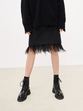 Detachable Feather Midi Skirt Body Sculpting Modern Utility
