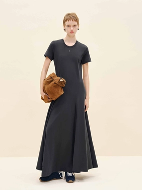 Comfortable casual dress Sharp Detail Flowy Hem Waisted Dress