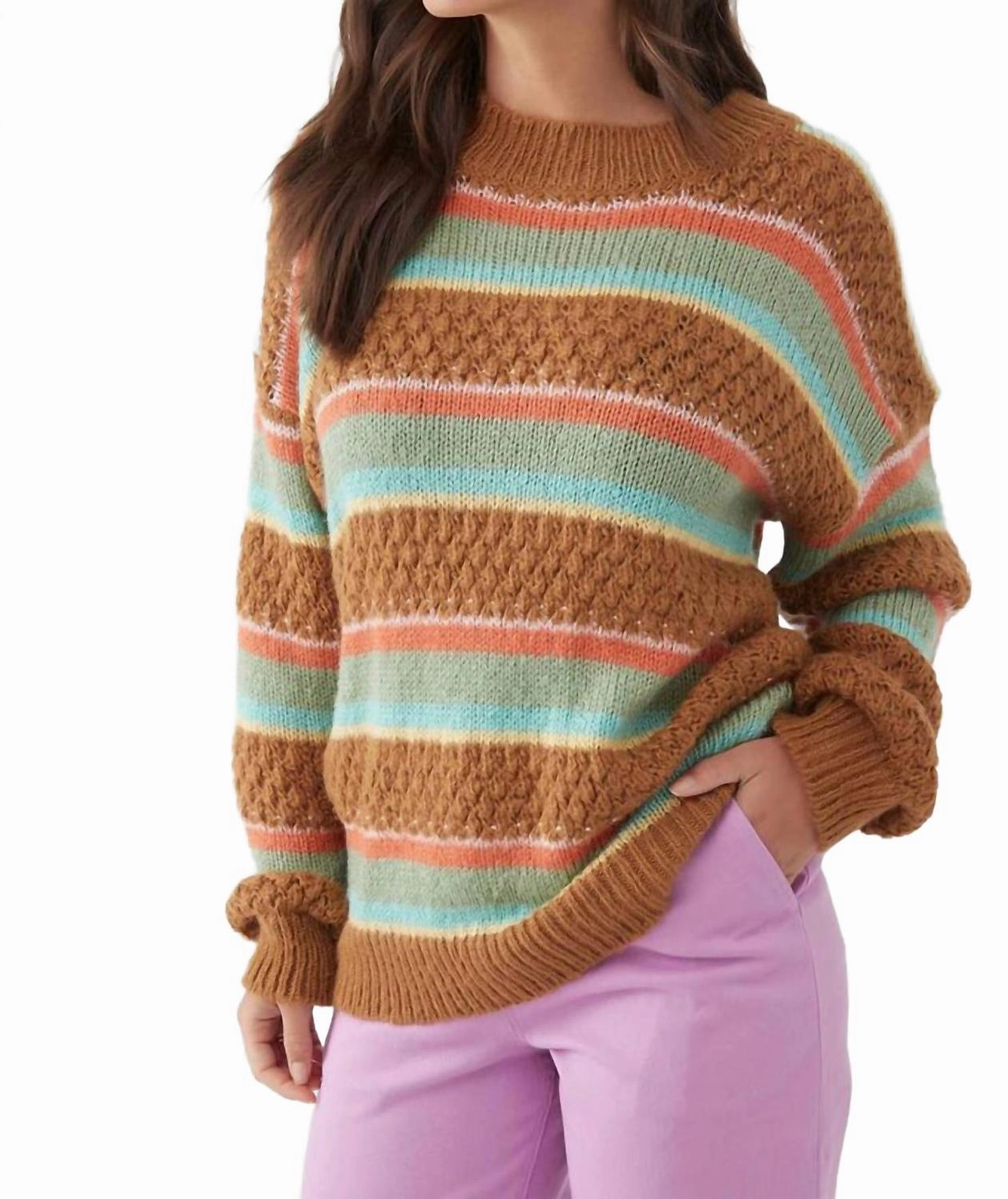 Double Layered Collar Floyd Slouchy Knit Sweater In Chipmunk